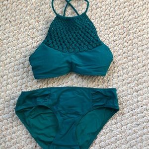 Aerie macrame high neck bikini set